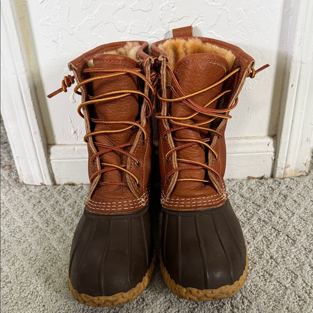 L.L. Bean Brown and Tan Lace Up Boots